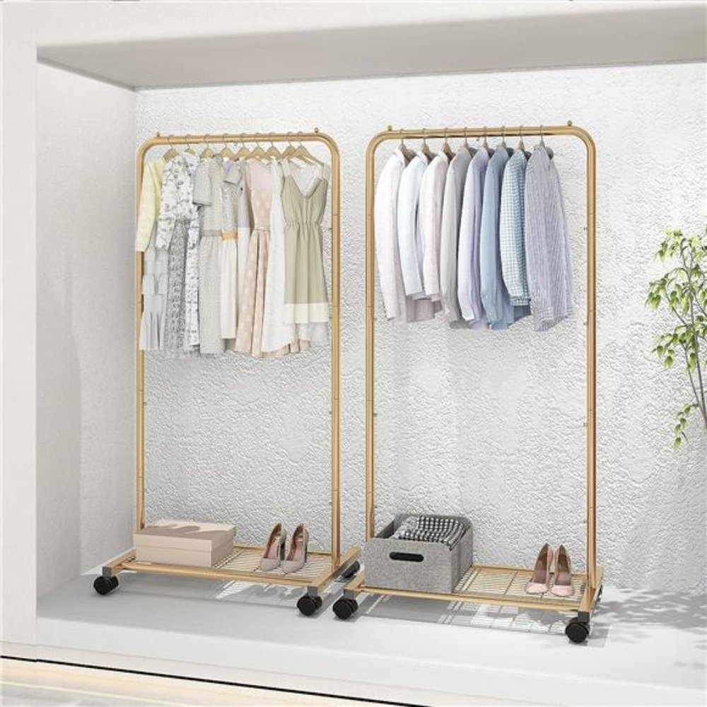 Standard Clothes Garment Rack, Clothing Rolling Rack, Golden Yellow - Picture 7 of 7